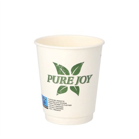 Koffiebekers Pure dubbelwandig 200ml Karton Ø 8 x 9cm Wit Pure Joy - Horecavoordeel.com