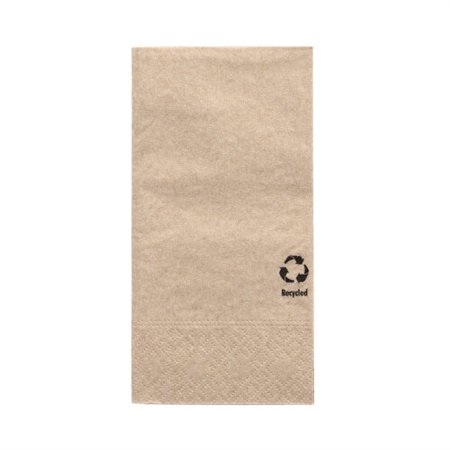 Servetten 3-laags 1/8 vouw 33cm x 33cm Natuur gemaakt van gerecycled Papier - Horecavoordeel.com