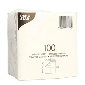 Servetten 1-laags 1/4 vouw 30cm x 30cm Wit