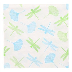 Servetten 3-laags 1/4 vouw 40cm x 40cm Groen Ginko - Horecavoordeel.com