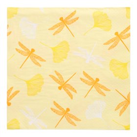 Servetten 3-laags 1/4 vouw 40cm x 40cm Geel Ginko - Horecavoordeel.com