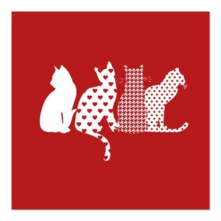 Servetten 3-laags 1/4 vouw 33cm x 33cm Rood Cats