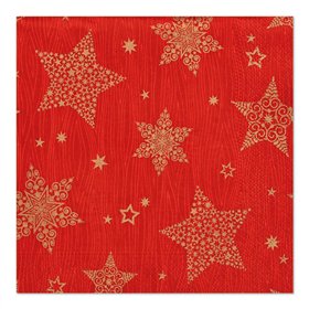 Servetten 3-laags 1/4 vouw 33cm x 33cm Rood Christmas Shine - Horecavoordeel.com