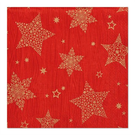 Servetten 3-laags 1/4 vouw 33cm x 33cm Rood Christmas Shine - Horecavoordeel.com