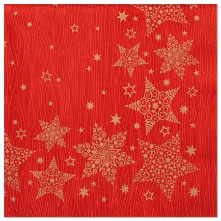 Servetten 3-laags 1/4 vouw 40cm x 40cm Rood Christmas Shine - Horecavoordeel.com