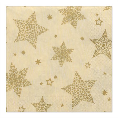 Servetten 3-laags 1/4 vouw 33cm x 33cm Crème Christmas Shine - Horecavoordeel.com
