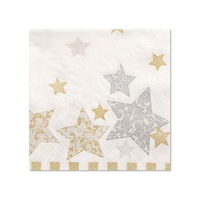 Servetten 3-laags 1/4 vouw 25cm x 25cm Stardust