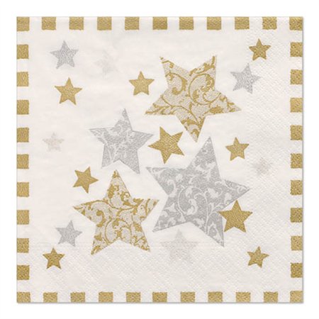 Servetten 3-laags 1/4 vouw 33cm x 33cm Stardust