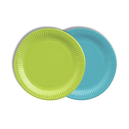 Borden Karton rond Ø 18cm kleuren assortiment - Limoengroen/Turkoois