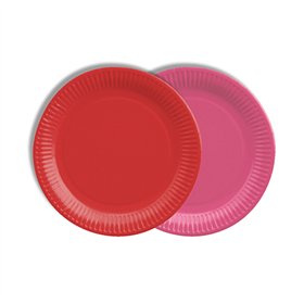 Borden Karton rond Ø 18cm kleuren assortiment - Rood/Fuchsia - Horecavoordeel.com