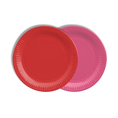 Borden Karton rond Ø 18cm kleuren assortiment - Rood/Fuchsia