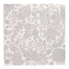 Servetten ROYAL Collection 1/4 vouw 40cm x 40cm Grijs Paisley