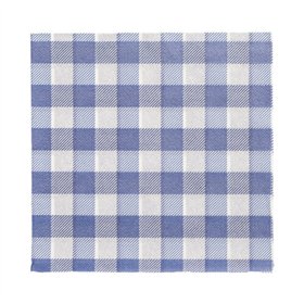 Servetten 1-laags 1/4 vouw 33cm x 33cm Blauw/Wit Vichy Karo