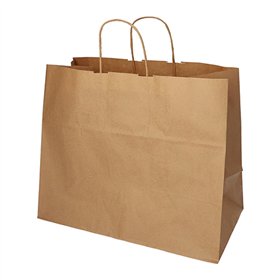 Draagtassen Papier 27cm x 32cm x 21,5cm Bruin met gedraaid handvat