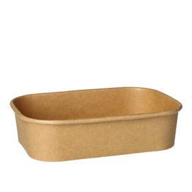 Maaltijdbakken rechthoekig 500ml 4,1cm x 17,3cm x 12,3cm Bruin 100% Fair - Horecavoordeel.com