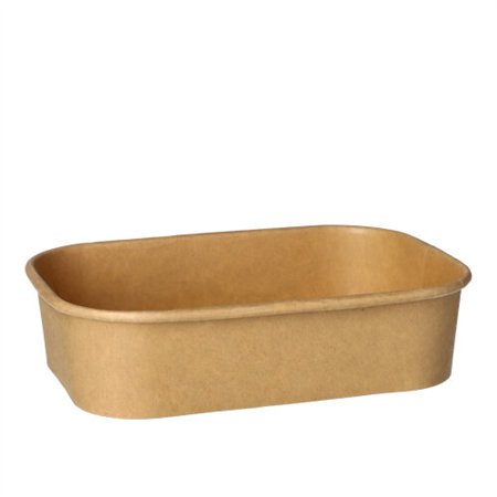 Maaltijdbakken rechthoekig 500ml 4,1cm x 17,3cm x 12,3cm Bruin 100% Fair - Horecavoordeel.com