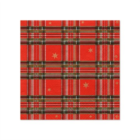 Servetten 3-laags 1/4 vouw 25cm x 25cm Tartan - Horecavoordeel.com