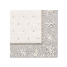 Servetten ROYAL Collection 1/4 vouw 25cm x 25cm Zilver X-Mas - Horecavoordeel.com