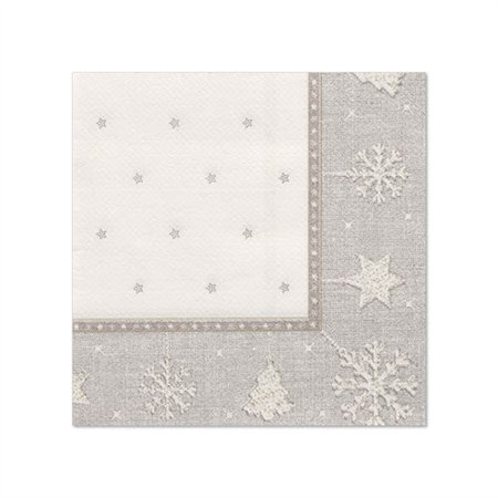 Servetten ROYAL Collection 1/4 vouw 25cm x 25cm Zilver X-Mas