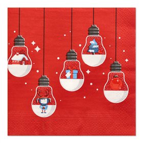Servetten 3-laags 1/4 vouw 33cm x 33cm Rood Lighting