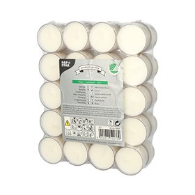 Theelichten Ø 38mm x 24mm Wit gemaakt van koolzaad in polycarbonaat houder - Horecavoordeel.com