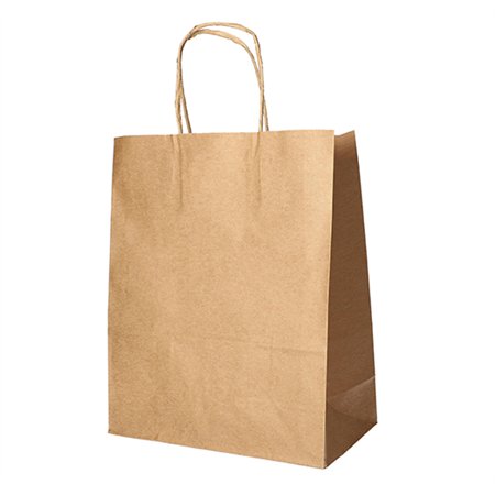 Draagtassen Papier 44cm x 32cm x 17cm Bruin met gedraaid handvat - Horecavoordeel.com