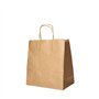Draagtassen Papier 25cm x 26cm x 17cm Bruin met gedraaid handvat - Horecavoordeel.com