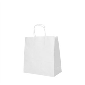 Draagtassen Papier 25cm x 26cm x 17cm Wit met gedraaid handvat