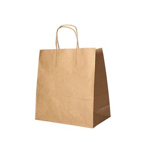 Draagtassen Papier 27cm x 32cm x 17cm Bruin met gedraaid handvat