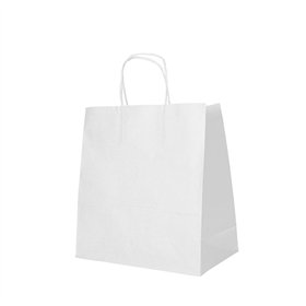 Draagtassen Papier 27cm x 32cm x 17cm Wit met gedraaid handvat