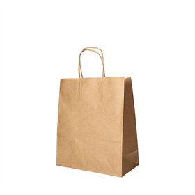 Draagtassen Papier 28cm x 22cm x 10cm Bruin met gedraaid handvat