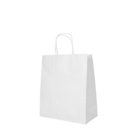 Draagtassen Papier 28cm x 22cm x 10cm Wit met gedraaid handvat