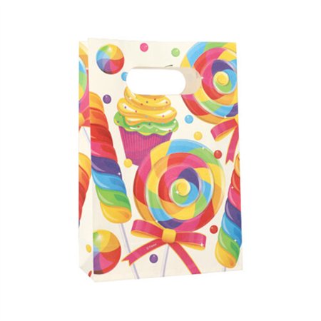 Partyzakjes Papier 21cm x 14cm x 5cm kleuren assortiment Candies met greep - Horecavoordeel.com