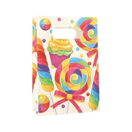 Partyzakjes Papier 21cm x 14cm x 5cm kleuren assortiment Candies met greep - Horecavoordeel.com