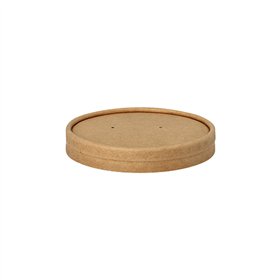 Deksel voor soepbeker Karton rond Ø 9,8cm x 1,6cm Bruin