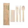 Bestekset Hout Pure Natuur : Mes Vork Lepel Servet in papieren sleeve