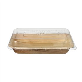 Schalen Palmblad rechthoekig 200ml 4,8cm x 12cm x 18cm met RPET deksels - Horecavoordeel.com