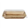 Schalen Palmblad rechthoekig 400ml 5cm x 14cm x 20cm met RPET deksels - Horecavoordeel.com