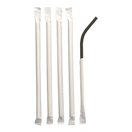 Drinkrietjes flexibel Papier Ø 6mm x 20cm Zwart per stuk verpakt - Horecavoordeel.com