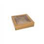 Cateringdozen Karton vierkant 6cm x 22,5cm x 22,5cm Bruin met apart deksel en kijkvenster van PET
