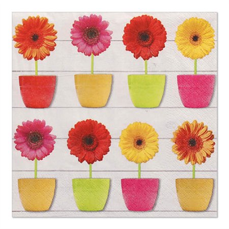Servetten 3-laags 1/4 vouw 33cm x 33cm Glowing Gerberas - Horecavoordeel.com