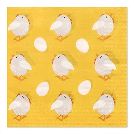 Servetten 3-laags 1/4 vouw 33cm x 33cm Kycklingar - Horecavoordeel.com