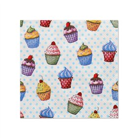 Servetten 3-laags 1/4 vouw 25cm x 25cm Cupcakes