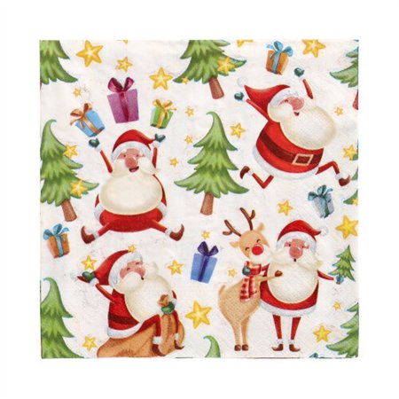 Servetten 3-laags 1/4 vouw 33cm x 33cm Happy Santa