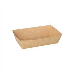 Snackbakje Karton Pure 3,5cm x 7cm x 12cm Bruin - Horecavoordeel.com
