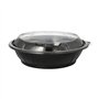 Saladeschalen PET 1000ml Ø 21,8cm x 6cm Zwart Snap It met Transparant R-PET deksels