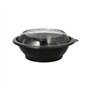 Saladeschalen PET 600ml Ø 16,6cm x 5,9cm Zwart Snap It met Transparant R-PET deksels