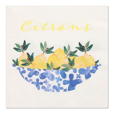 Servetten 3-laags 1/4 vouw 33cm x 33cm Citrons - Horecavoordeel.com