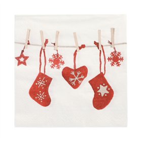 Servetten 3-laags 1/4 vouw 33cm x 33cm Chaussettes