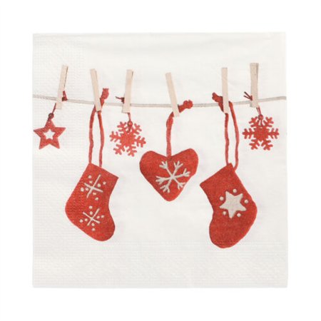 Servetten 3-laags 1/4 vouw 33cm x 33cm Chaussettes